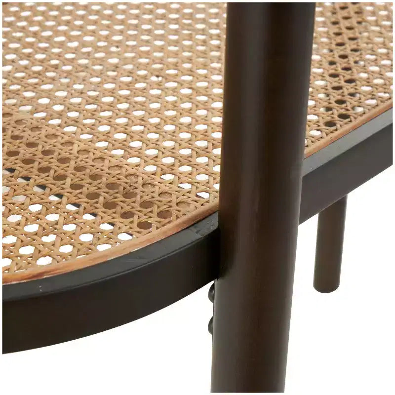 Olivia & May Rattan Console Table with Pressed Tempered Glass Top Brown: Farmhouse Style, No Assembly Required