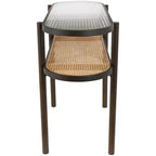 Olivia & May Rattan Console Table with Pressed Tempered Glass Top Brown: Farmhouse Style, No Assembly Required