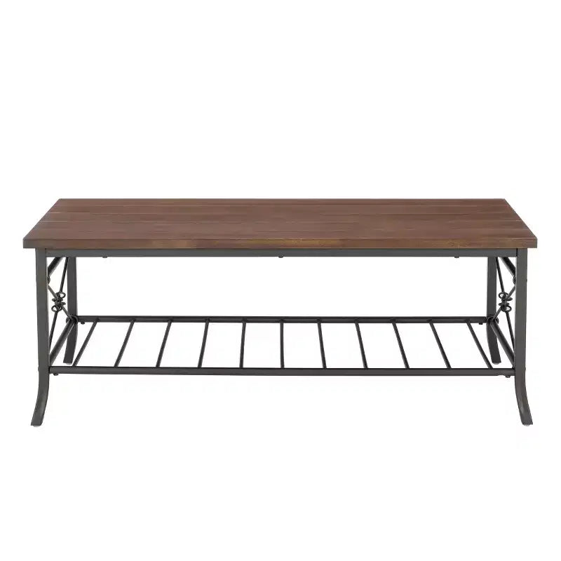 Powell Richie Set Tavolino da Caffè e Tavolini Laterali 3 Pezzi con Finitura in Bronzo Scuro e Piano Impiallacciato Noce: Set di Mobili per Soggiorno Rettangolari
