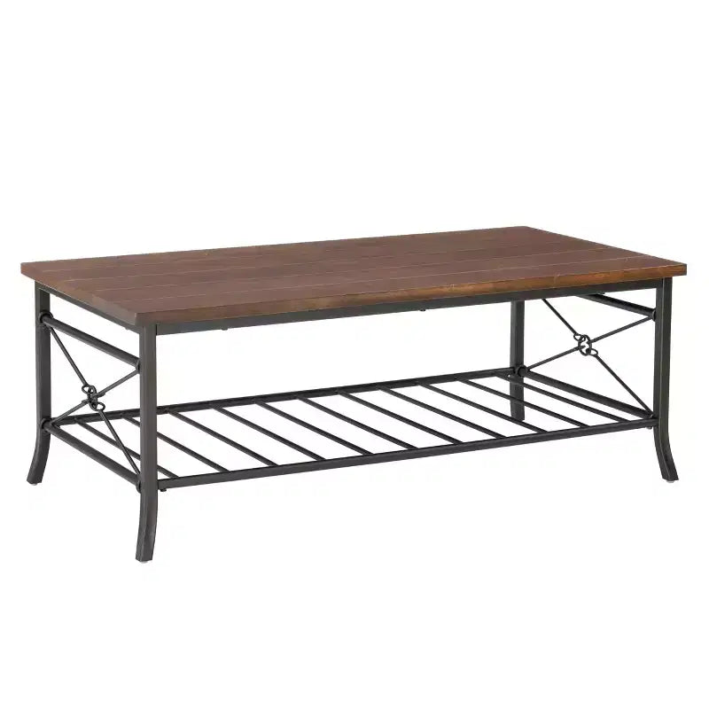 Powell Richie Set Tavolino da Caffè e Tavolini Laterali 3 Pezzi con Finitura in Bronzo Scuro e Piano Impiallacciato Noce: Set di Mobili per Soggiorno Rettangolari