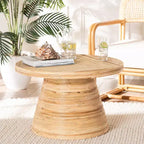 bali & pari Bella Natural Rattan and Mahogany Wood Coffee Table Natural: 17.7" High, No Assembly Required