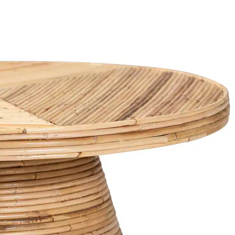 bali & pari Bella Natural Rattan and Mahogany Wood Coffee Table Natural: 17.7" High, No Assembly Required