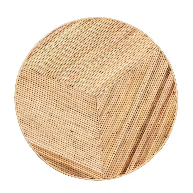bali & pari Bella Natural Rattan and Mahogany Wood Coffee Table Natural: 17.7" High, No Assembly Required