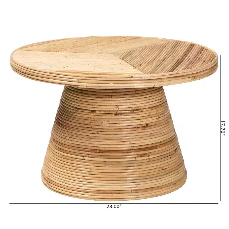 bali & pari Bella Natural Rattan and Mahogany Wood Coffee Table Natural: 17.7" High, No Assembly Required