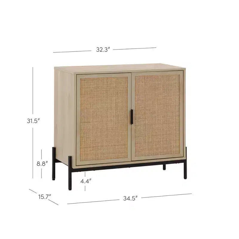 Nathan James Set of 2 Andrew Rattan Storage Cabinet Light Oak