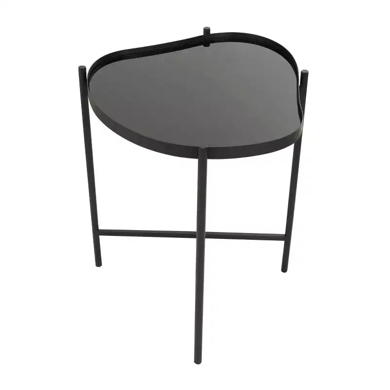 Olivia & May Metal Abstract Wavy Accent Table: No Assembly, Indoor Use, Glass Top, 21" Height