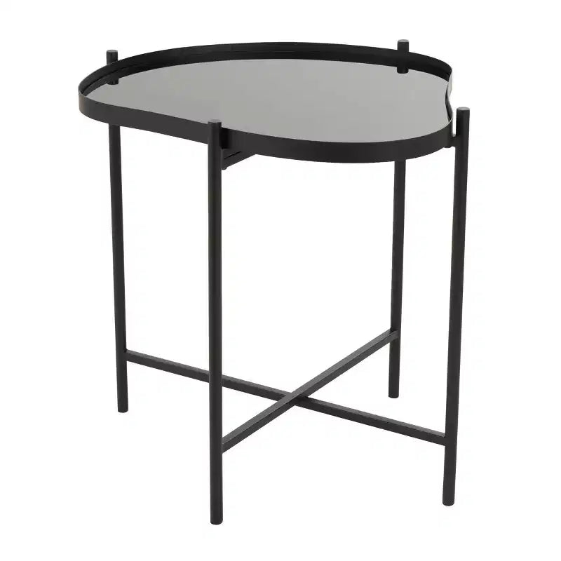 Olivia & May Metal Abstract Wavy Accent Table: No Assembly, Indoor Use, Glass Top, 21" Height