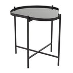 Olivia & May Metal Abstract Wavy Accent Table: No Assembly, Indoor Use, Glass Top, 21" Height