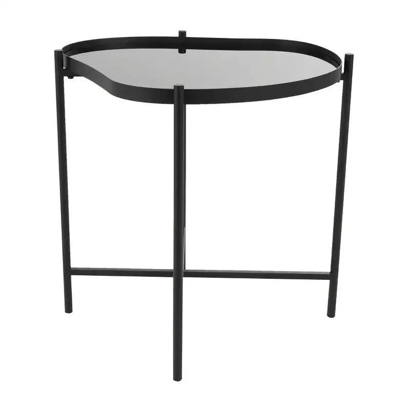 Olivia & May Metal Abstract Wavy Accent Table: No Assembly, Indoor Use, Glass Top, 21" Height