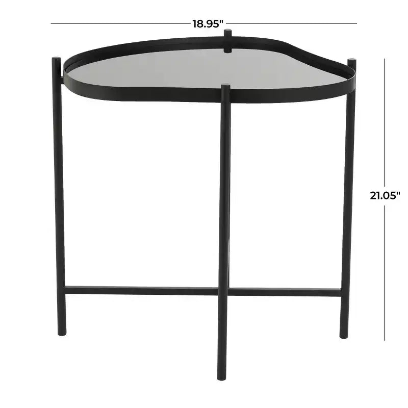 Olivia & May Metal Abstract Wavy Accent Table: No Assembly, Indoor Use, Glass Top, 21" Height