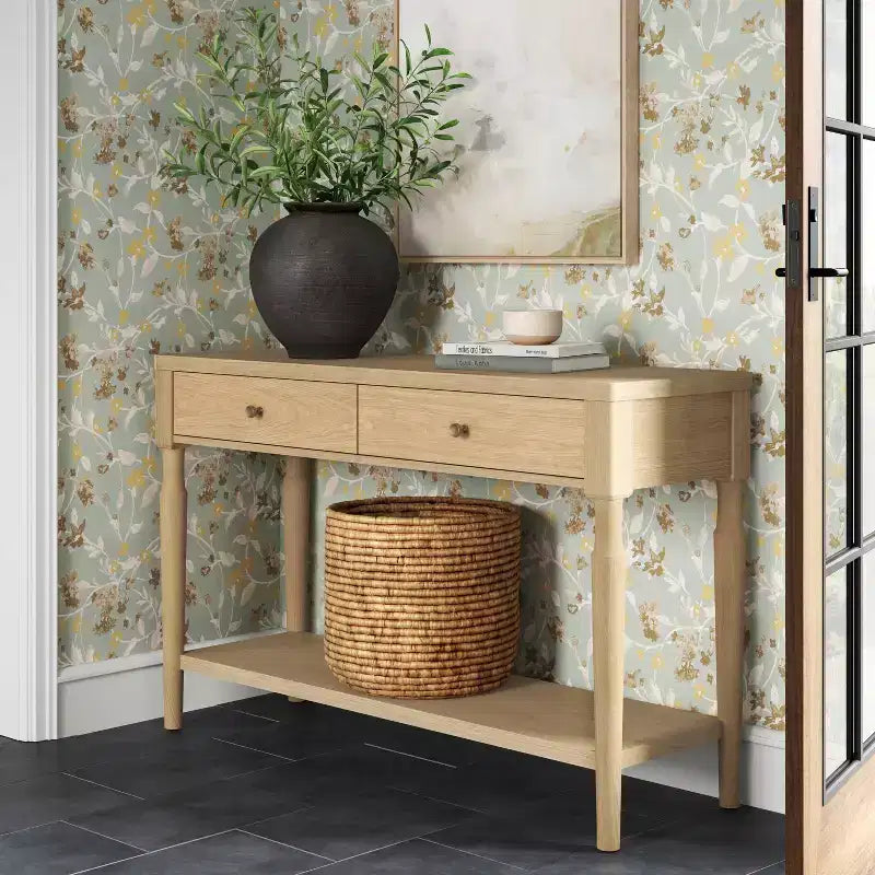 Consolle in legno tornito con due cassetti naturale - Threshold™