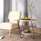 LITTLE TREE 2 Tier Round End Table Rustic Brown