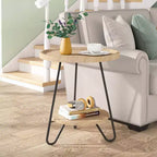 LITTLE TREE 2 Tier Round End Table Rustic Brown