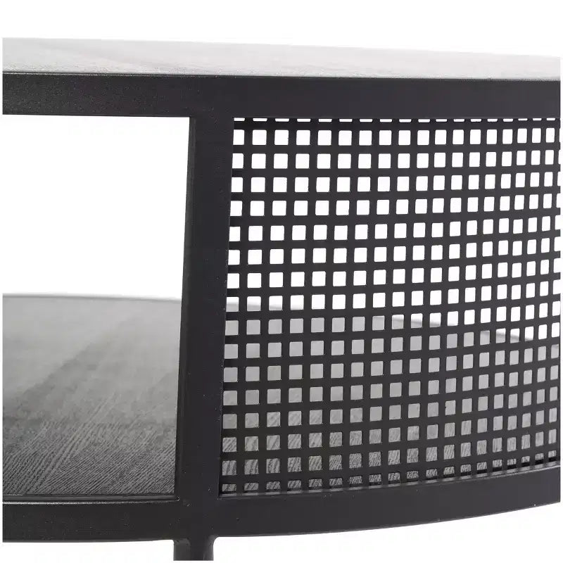Olivia & May Metal Open Grid Frame 1 Shelf Coffee Table with Gold Legs Black: Modern Drum Style, No Assembly Required