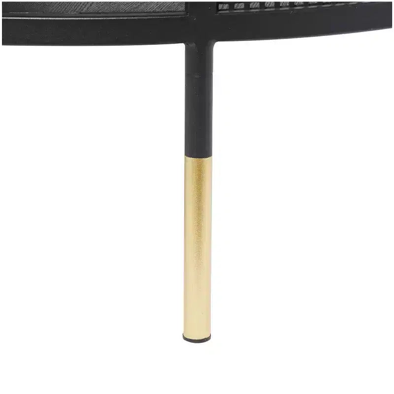 Olivia & May Metal Open Grid Frame 1 Shelf Coffee Table with Gold Legs Black: Modern Drum Style, No Assembly Required
