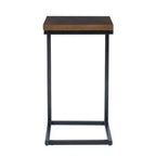 Hamri Traditional C Style Accent Table Walnut Wood and Hand Distressed Black Metal Frame - Powell: Sofa Side, Bedroom Use