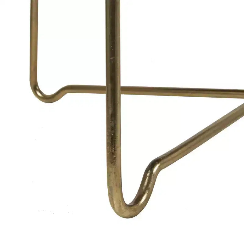 East at Main 32.38" Round Coffee Table Natural/Gold: Mango Wood Top, Criss Cross Brass Base, No Assembly Required