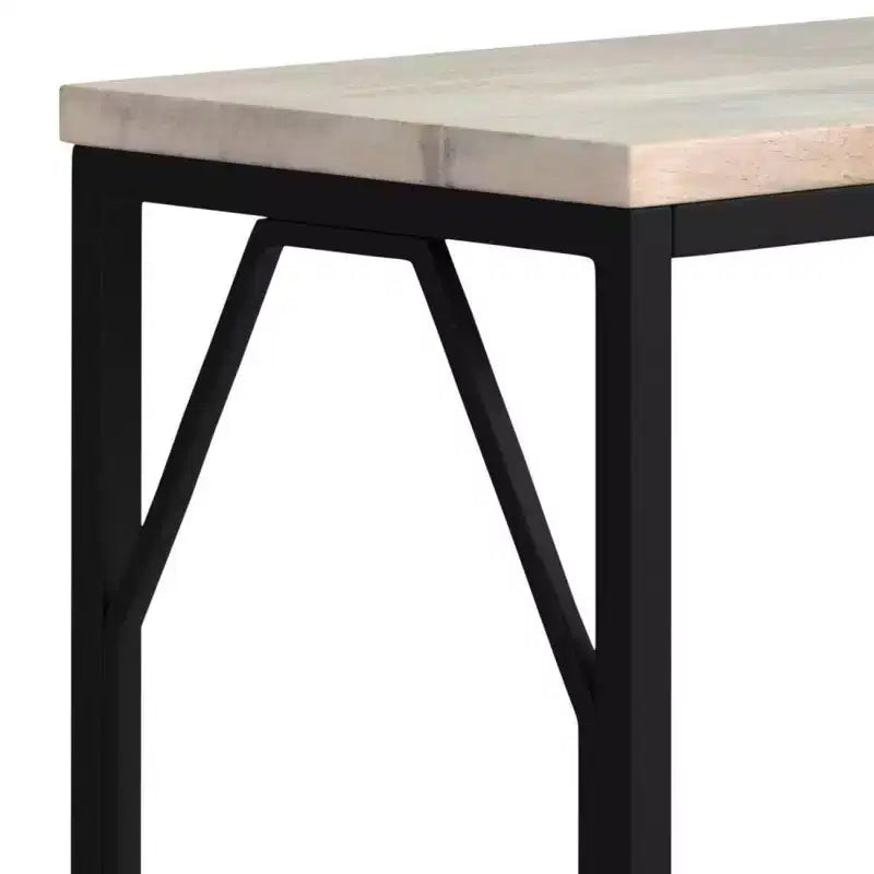 Ebsen Metal and Wood Accent Table White Wash - WyndenHall: Contemporary Rectangle Side Table, Scratch-Resistant