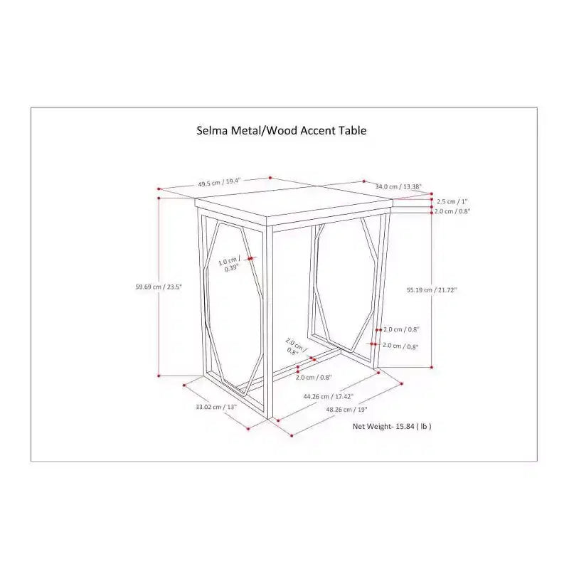 Ebsen Metal and Wood Accent Table White Wash - WyndenHall: Contemporary Rectangle Side Table, Scratch-Resistant