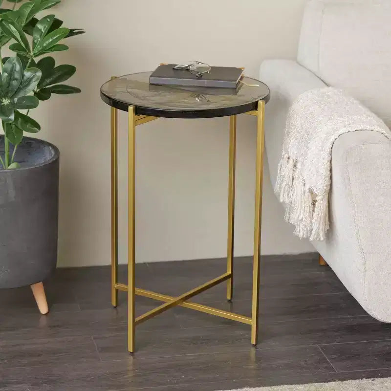 Olivia & May Metal X Shaped Accent Table: No Assembly, Indoor Use, Iron Frame, 24.4" Height