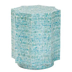 Baxton Studio Olesia Mother of Pearl End Table: Bohemian, Octagon Top, No Assembly Required