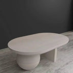 The Urban Port 38" Coffee Table Oblong Mango Wood Top with A Modern Ball Leg Washed White