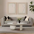 The Urban Port 38" Coffee Table Oblong Mango Wood Top with A Modern Ball Leg Washed White