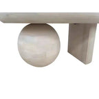 The Urban Port 38" Coffee Table Oblong Mango Wood Top with A Modern Ball Leg Washed White