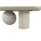 The Urban Port 38" Coffee Table Oblong Mango Wood Top with A Modern Ball Leg Washed White