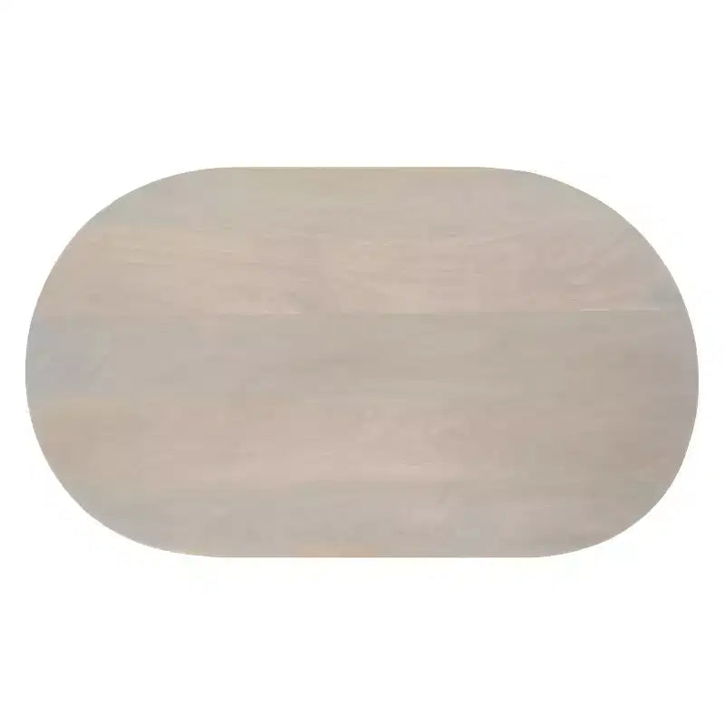 The Urban Port 38" Coffee Table Oblong Mango Wood Top with A Modern Ball Leg Washed White