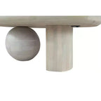 The Urban Port 38" Coffee Table Oblong Mango Wood Top with A Modern Ball Leg Washed White