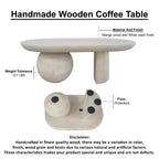 The Urban Port 38" Coffee Table Oblong Mango Wood Top with A Modern Ball Leg Washed White