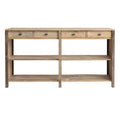 Storied Home Wood Console Table Natural: 60-Inch Rectangular Entryway Table, No Assembly Required