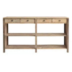 Storied Home Wood Console Table Natural: 60-Inch Rectangular Entryway Table, No Assembly Required