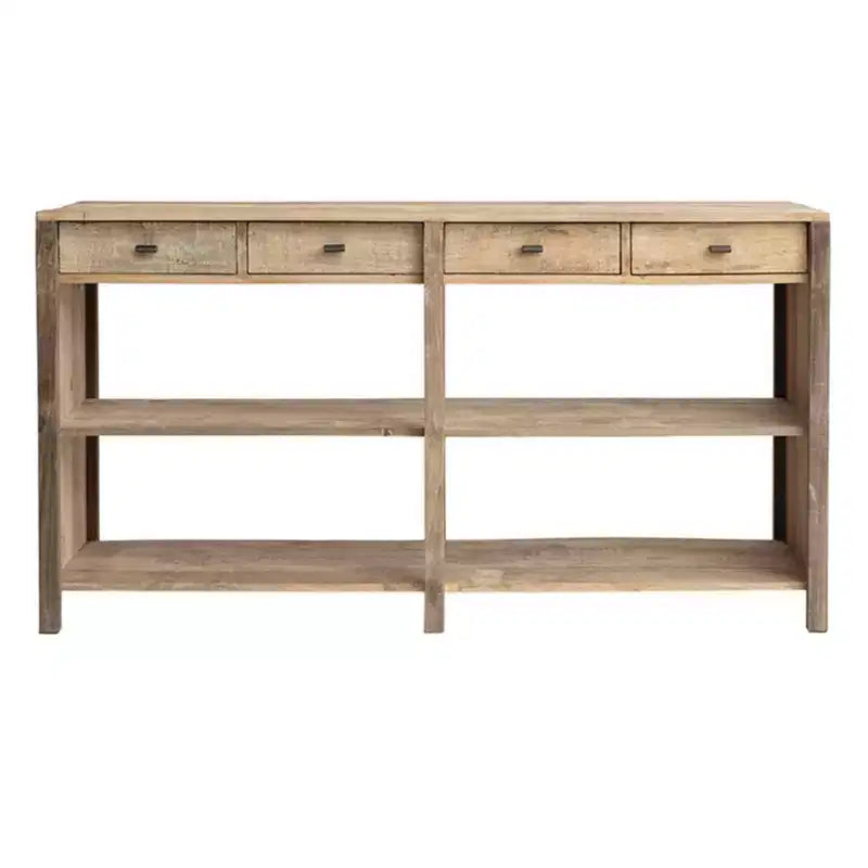 Storied Home Wood Console Table Natural: 60-Inch Rectangular Entryway Table, No Assembly Required