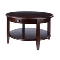Concord Round Coffee Table with Drawer and Shelf - Antique Walnut - Winsome
