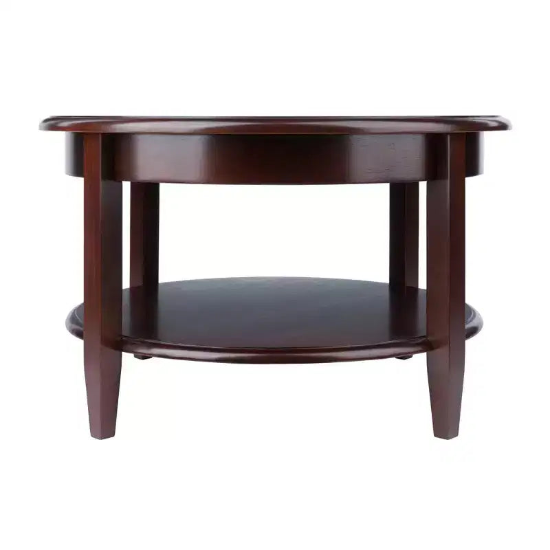 Concord Round Coffee Table with Drawer and Shelf - Antique Walnut - Winsome