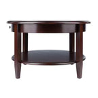 Concord Round Coffee Table with Drawer and Shelf - Antique Walnut - Winsome