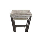 Set di Tavolini Nido Addison Carolina Living, Legno Naturale/Ferro Invecchiato: 3 Pezzi, Mango Massiccio, Struttura in Metallo, Nessun Montaggio Richiesto