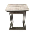 Set di Tavolini Nido Addison Carolina Living, Legno Naturale/Ferro Invecchiato: 3 Pezzi, Mango Massiccio, Struttura in Metallo, Nessun Montaggio Richiesto