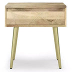 Tavolino Bissell naturale - WyndenHall: Legno di mango, intarsio in ottone, design moderno di metà secolo