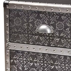 Cosette Metal Floral Accent Cabinet Silver - Baxton Studio: Universal Storage Footlocker, 28" High