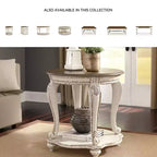 Realyn Coffee Table White/Brown - Signature Design by Ashley: Cottage Style, Distressed Wood Finish, Curved Legs