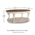 Realyn Coffee Table White/Brown - Signature Design by Ashley: Cottage Style, Distressed Wood Finish, Curved Legs
