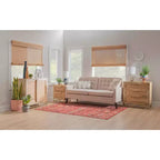 Gordon Transitional Sliding Natural Cane Door Cabinet with 1 Shelf and Gold Metal Base - Powell