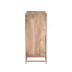 Gordon Transitional Sliding Natural Cane Door Cabinet with 1 Shelf and Gold Metal Base - Powell
