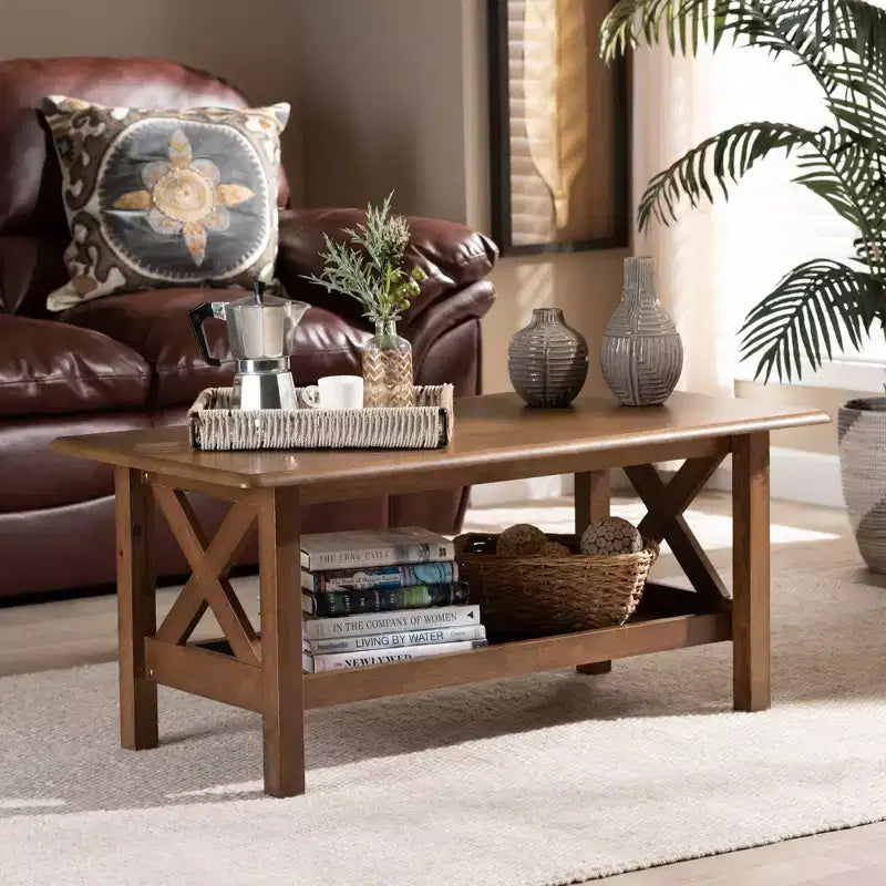 Reese Rectangular Wood Coffee Table Brown - Baxton Studio