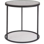Gramercy Round Mirrored Side Table Black - Finch: Antique Finish, No Assembly Required, Metal Frame