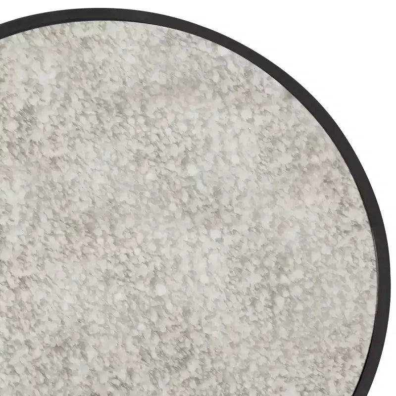 Gramercy Round Mirrored Side Table Black - Finch: Antique Finish, No Assembly Required, Metal Frame