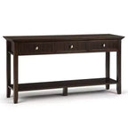 60" Portland End Table Brunette Brown - WyndenHall: Modern Pine Console for Foyer, Spot Clean